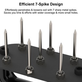 Qsxou Hand Tiller Garden Tool Lawn Aerator Spike Manual Tool Portable Handheld Aerator Lawn Tool with 7-Iron Spikes, Pre-Aessmbled Small Grass Aerator Tool, Cultivator Tiller Soil Lossener