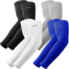 YQXCC 4 Pairs Arm Sleeves, Cooling UV Sun Protection Sports Compression Sleeves for Men Women, Golf Basketball Arm Sleeves | YQXCC