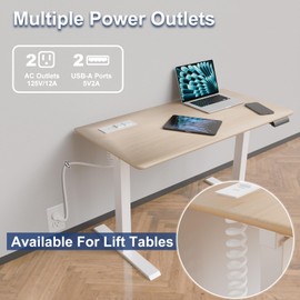 in-Drawer Outlet Kit: Organize Your Space with Two AC 15Amp Outlets & USB Ports for Bathroom, Bedroom, Kitchen, ETL Listed.(White)