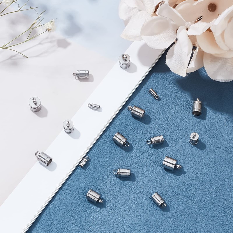 UNICRAFTALE 48 Pieces 4 Sizes Column Cord Ends 201 Stainless