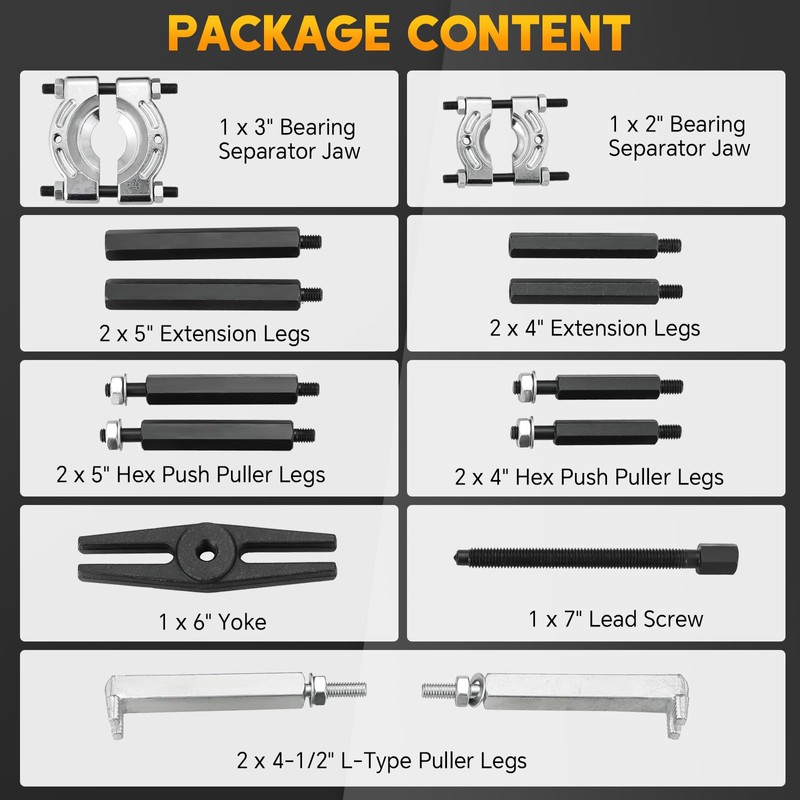 weyleity Heavy Duty 5-Ton Bearing Puller Set | 14PCS Wheel