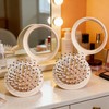 2Pc Foldable Mirror Hair Brush,Mini Hair Brushes Compact Travel Size,Travel