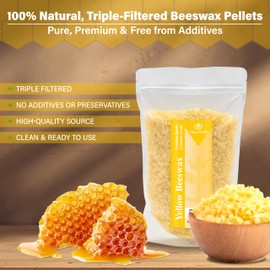 Yellow Beeswax Pellets 3 lb Bulk 100% Pure And Natural Triple Filtered For Skin, Face, Body and Hair Care DIY Creams, Lotions, Lip Balm and Soap Making Supplies.