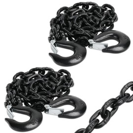 JEXTRA 1/4" x 35" Grade 70 Trailer Safety Chain, Clevis Safety Hooks with Tow Chains 3,000 Lbs Working Load for Tractor, Truck, Heavy Duty Traile and Gooseneck Couplers (Black 2 Pack)