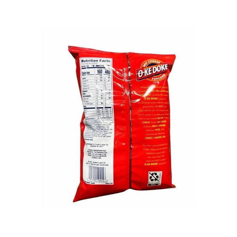 Jays O-KE HOT DOKE CHEESE Flavored POPCORN Share Size Bags