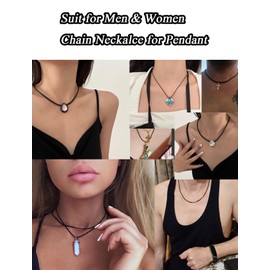 Inscca Men's Necklace Neck Chains for Men 2mm Black Cord Necklace 16 inches Leather Braided Rope Chain with Stainless Steel Clasp [Rotary] Black Necklaces for Women