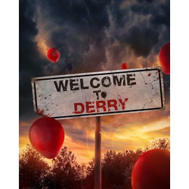 Flinelife Welcome To Derry Sign,16x6,Horror Movie Signs,Haunted House Decor - Perfect For Horror Movie Fans