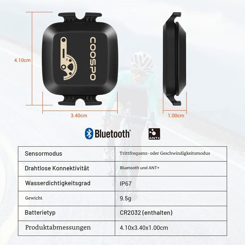 COOSPO Bicycle Speed Sensor and Cadence Sensor Bluetooth ANT+, Cadence
