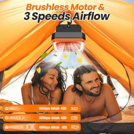 20000mAh Rechargeable Solar Powered Portable Fan W/ Led Lantern 3 Speed Cordless