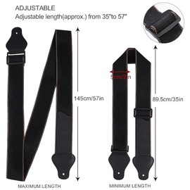 YUNYU Gitarrengurt, verstellbar, Jacquardgewebe mit Lederenden, Schwarz mit orangefarbenen Nähten, Schwarz , One size