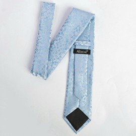 Alizeal Mens 3.15inches Light Color Rustic Tie with Flower Printed Handkerchief, Haze Blue