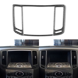NVCNX Real Carbon Fiber Compatible with Infiniti G35 G37 G25 Q60 Q40 2007-2015 X S Sedan Coupe Convertible Car Accessories Interior Trim Dash Navigation Air Vent Frame Cover Black