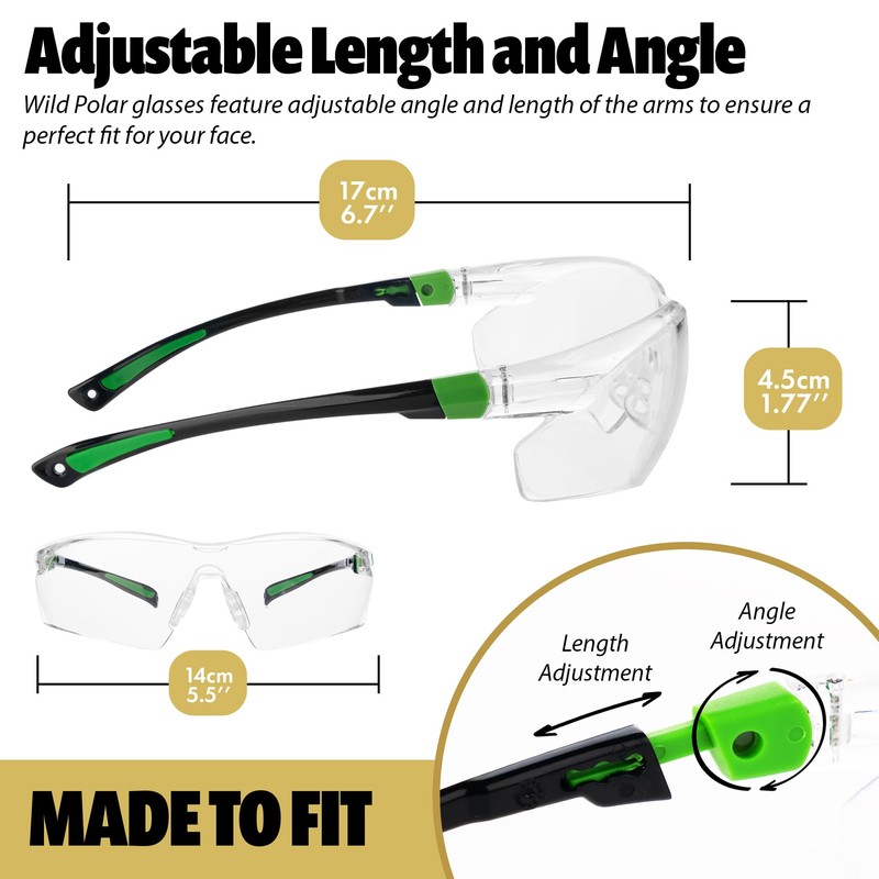 Wild Polar Premium Adjustable Safety Glasses for Work - Premium