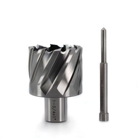 OSCARBIDE Annular Cutter 1-3/4 inch Cutting Diameter,1 inch Depth of Cut,3/4 inch Weldon Shank 2 Flat Mag Drill Bit with Pilot Pin for Magnetic Drill Press,1 Piece