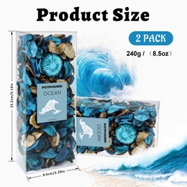 SCENTORINI Ocean Dried Flower Potpourri 240g Blue Petals Essential Oil