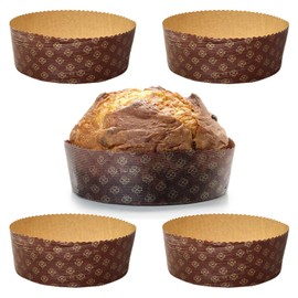 FAH FAMILY AT HOME Panettone Low Baking Tin 1kg Premium Quality (Pack of 5) - Professional Panettone Moulds Made of Corrugated Paper Pure Cellulose, Heat Resistant up to 220°C