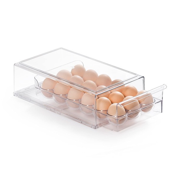 Egg Container for Refrigerator BPA Free Refrigerator Organizer Bins,Stackable Egg