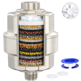 20-Stage Shower Head Filter-Shower Head Filter for Hard Water, with 1 Replaceable Filter Cartridges, High Output Shower Water Filter for Removing Chlorine and fluoride, Brushed Nickel