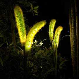 New Upgraded Setaria Viridis Solar Lights Outdoor Waterproof, Solar Lights for Garden Patio Yard Decor (Yellow 2 Pack)