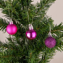 30mm/24Pcs Christmas Baubles Shatterproof Purple, Christmas Tree Decorations Ball Ornaments Balls Xmas Hanging Decorations Holiday Decor - Shiny,Matte,Glitter