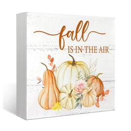 Mtrgdn Fall Decorations for Home,Fall Decor for Table Wood Box Sign Hello Pumpkin Autumn Harvest Fall Thanksgiving Seasonal Desk Decor,Farmhouse Rustic Wood Block Plaque for Office Shelf Decor