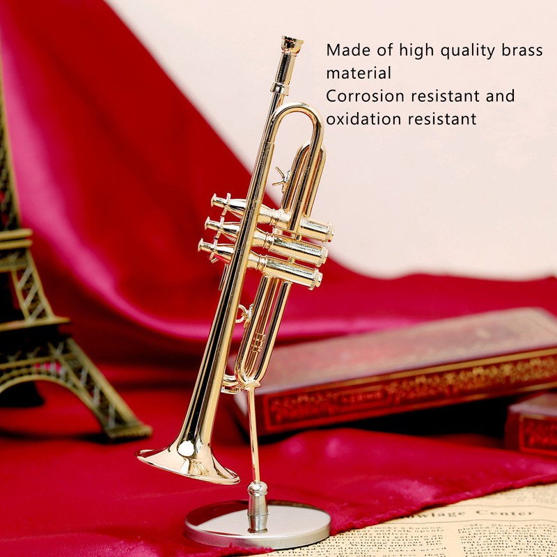 Trumpet Model Ornaments Exquisite Brass Miniature Instrument Desktop Decoration Gold
