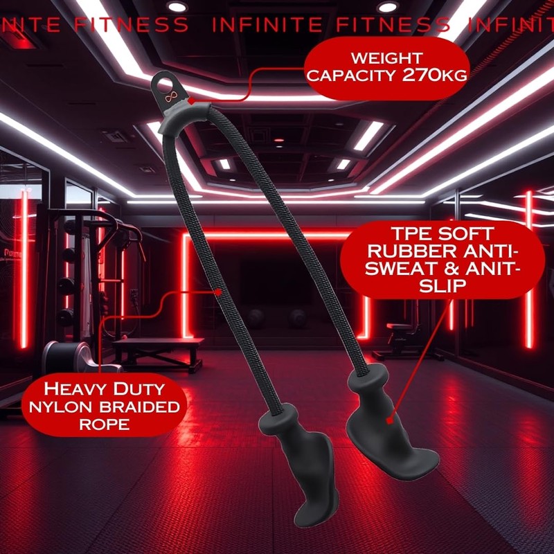 Infinite Fitness Ergonomic Tricep Bicep Rope Cable Attachment, Ticep Pull