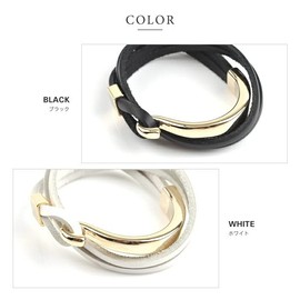 Cream Dot Bracelet, Genuine Cowhide Leather, Metal Hook, Women's, Black, White, Brown, Camel, Red