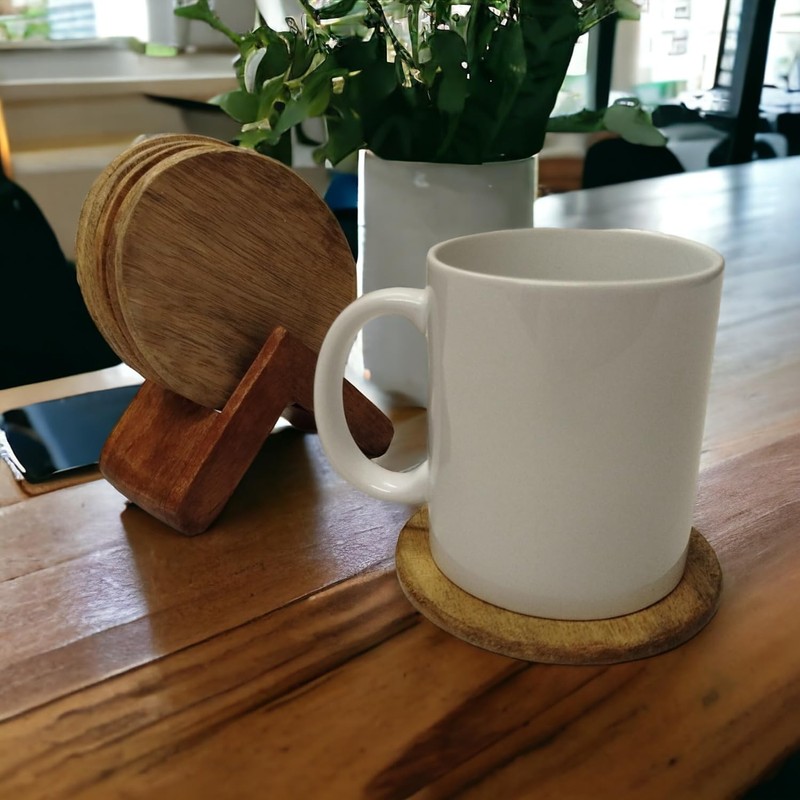 Set of 6 Mango Coasters with Holder