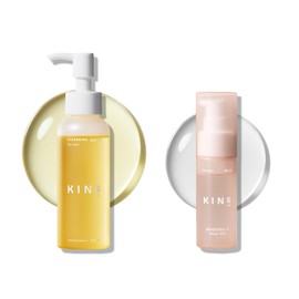 KINS Kins Cleansing Oil (3.4 fl oz (100 ml) & Booster II Lotion (30 ml) Set, No Double Cleansing Needed, Pore Care