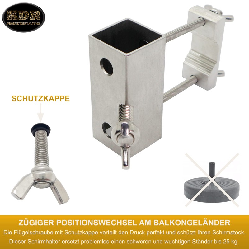 Parasol Holder Stainless Steel for Balcony Railing Round and Square