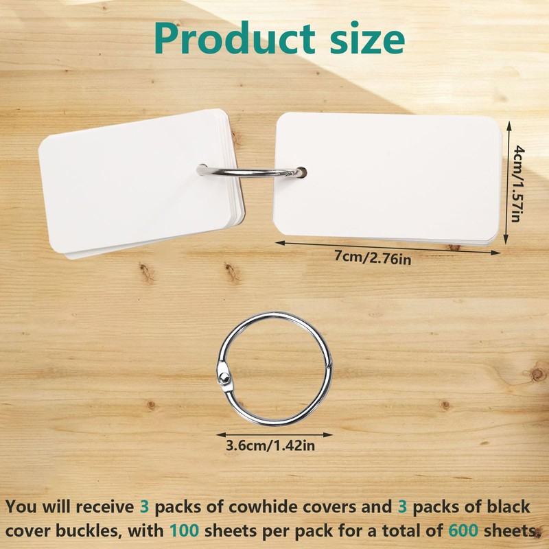ASTIMESA Blank Flash Index Cards with Rings & Covers, 2.7