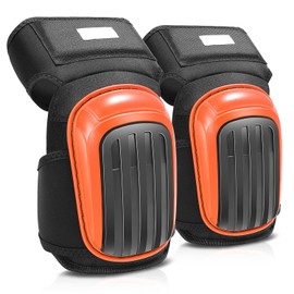 Auto Dynasty Professional Knee Pads Breathable Heavy-Duty Tough Shell TPR Cap with EVA Foam Comfort Padding and Adjustable Straps, Lightweight 600D Polyester for Various Worksites, Orange