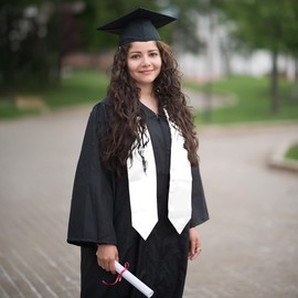 navdlizu Graduation Stole Class of 2025, 70" White Plain Graduation Honor Stole Sash Unisex Adult for College Ceremony
