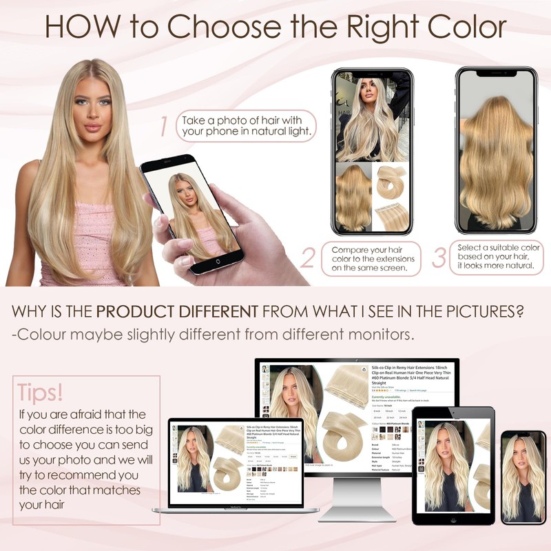 THD Clip-in Extensions, Real Hair, Pack of 1, 5 Clips