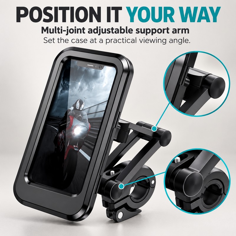 Waterproof Phone Holder with 360 Degree Rotation Adjustable Anti Shock