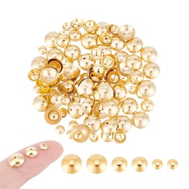 UNICRAFTALE 180pcs 3 Size Golden Pearl 18K Gold Plated Bead Caps Apetalous Flower Bead Caps 4/6/8mm Stainless Steel Spacer Caps Bead Cap Spacer Metal End Caps