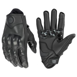 KEMIMOTO Motorcycle Leather Gloves, Sheepskin Protective Gloves for Men and Women, Touchscreen Compatible, Hard Knuckle, Gear for Motorcross Racing Cycling XXL