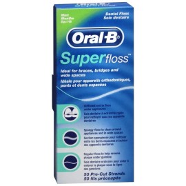 Oral-B Superfloss Dental Floss Pre-Cut Mint 50ct