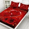 AILONEN Hearts Love Fitted Sheet Set Queen Size,3D Red Rose