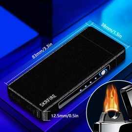 SKRFIRE Electric Lighters Candle Lighter Rechargeable USB Lighter Plasma Arc Big Flame Lighter with LED Battery Indication for Ignition, Candle, Incense, BBQ (Silver)