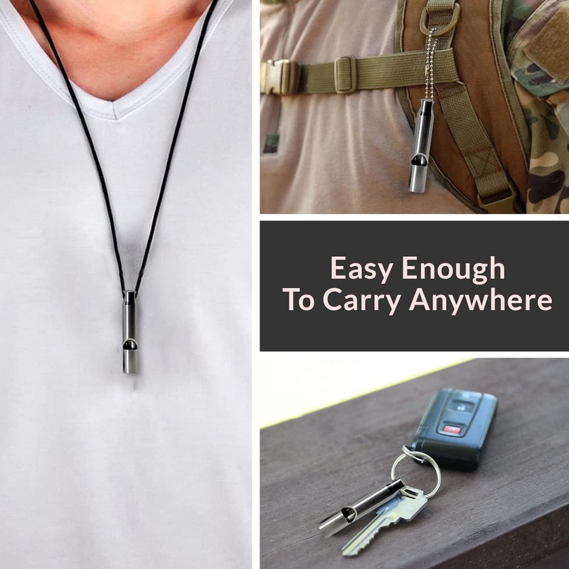 Outdoor Emergency Whistle Titanium Alloy EDC Whistle Pendant Necklace for
