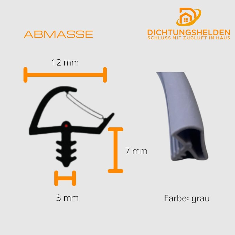 Premium Door Seal in Grey - 5 Metres Length for