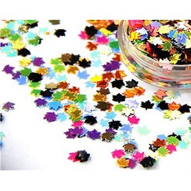 Nail Art Autumn Maple Leaf Glitter Sequin 4mm (M1 - Multi)
