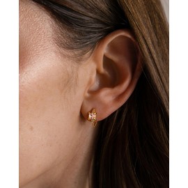 MUMREUES Gold Earrings for Women Trendy 14K Gold Plated Hoop Earrings Small Hoop Huggie Earrings Cubic zirconia Cute Simple Minimalist Dainty Hypoallergenic Jewelry Gifts for Her