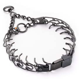 Herm Sprenger Black Stainless Steel Dog Collar with Short Links and Quick Release ClicLock Buckle and Biothane Insert Made in Germany 20in x 3.0mm (Neck Size up to 16-17in) (Black)