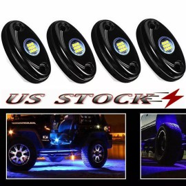 Unbranded 4PACK Blue LED Rock Lights Underbody Wheel Light For JEEP Offroad Truck UTV ATV