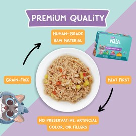 LOVE, NALA - Natural Adult Cat Wet Food - FLAKED Variety Pack - Salmon, Tuna, Chicken - Grain Free, Non-GMO, Lean Protein, Omega 3, Digestive Fiber Blend, Added Minerals & Vitamins - 12 Pack 2.4 lbs.