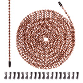 120in Ceiling Fan Pull Chain, 3mm Premium Metal Light Roller Blind Beaded Pull Chain Extension with 20pcs Connectors Practical Accessories for Light Fixture DIY Crafts (Red Bronze)