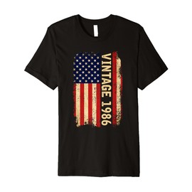 Vintage 1986 American Flag 40th Birthday Gifts 40 Years Old Premium T-Shirt